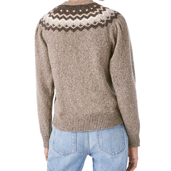 FRAME Fair Isle Crewneck Knit  Sweater /Mushroom Tan Brown, Large/ - Picture 11 of 15